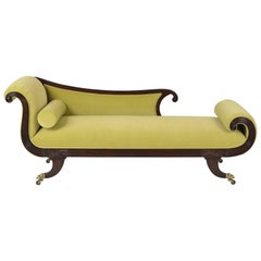 Antique Empire Style Flemish Mahogany Chaise Lounge, circa 1800s