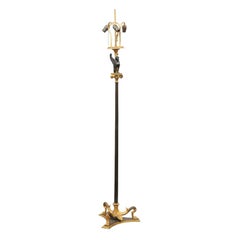 Lampada da terra stile Impero in bronzo patinato, Continentale, 1880 ca.