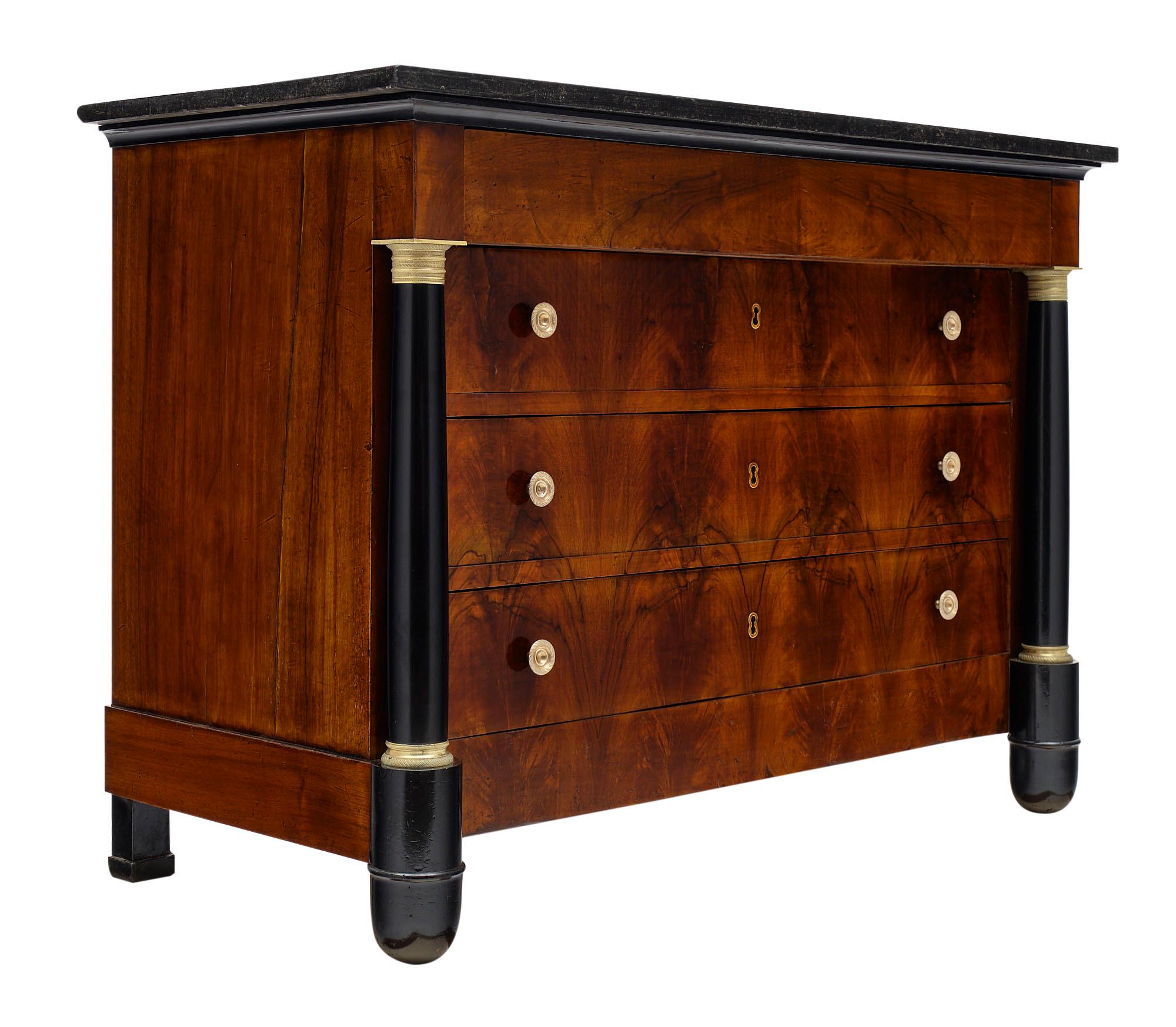 Empire style French antique chest of drawers; 