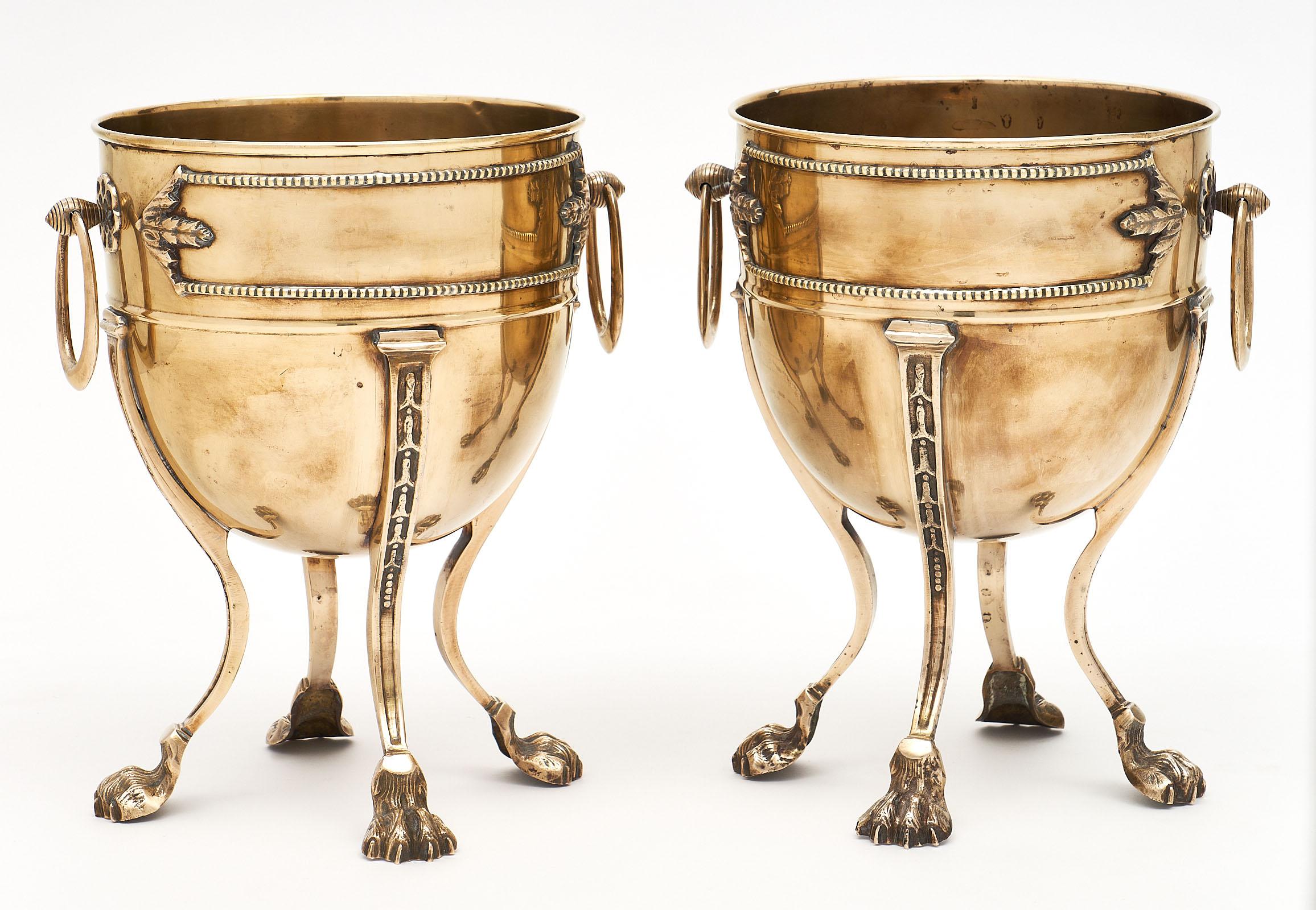 Empire Style French Brass Planters In Good Condition In Austin, TX