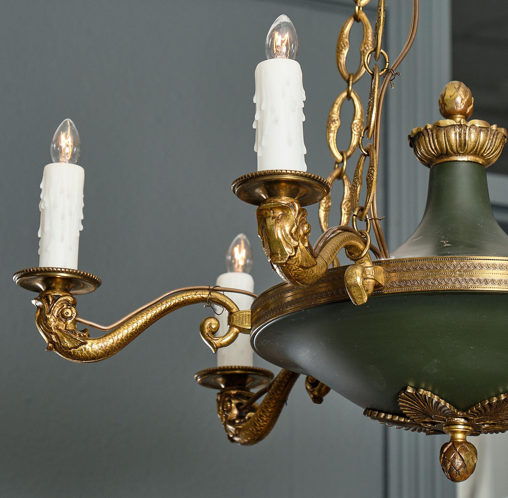 Early 20th Century Empire Style French Bronze Chandelier