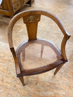 Empire Style French Cane Library Armchair