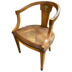 Empire Style French Cane Library Armchair