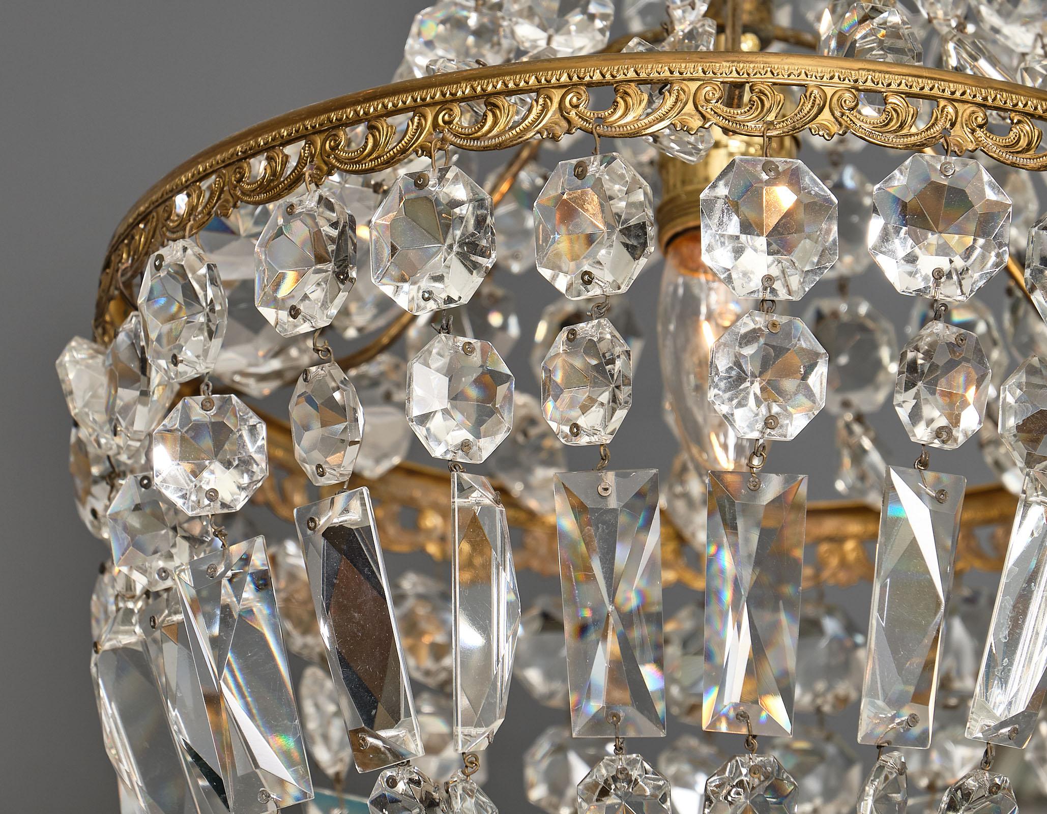 Early 20th Century Empire Style French Crystal Chandelier