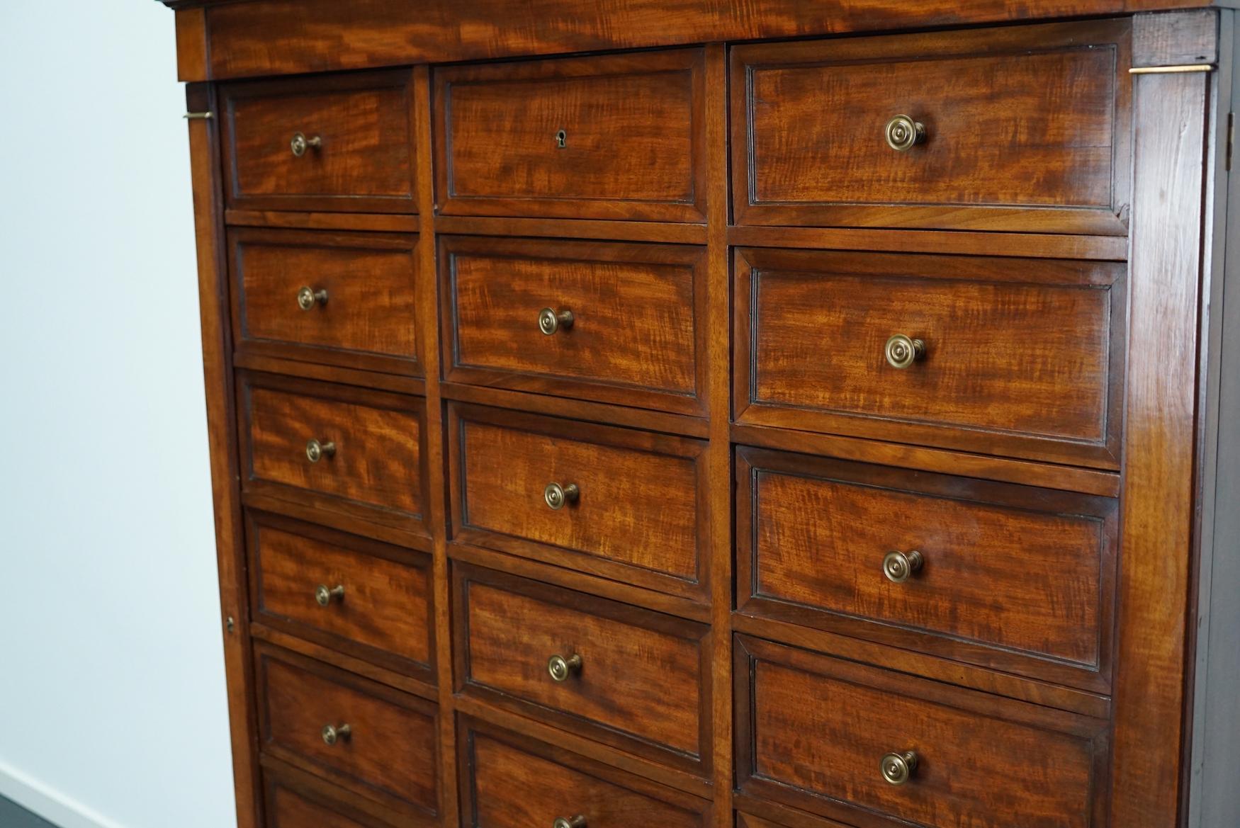 Empire Style French Mahogany Apothecary Cabinet / Filing Cabinet, 1920s In Good Condition In Nijmegen, NL