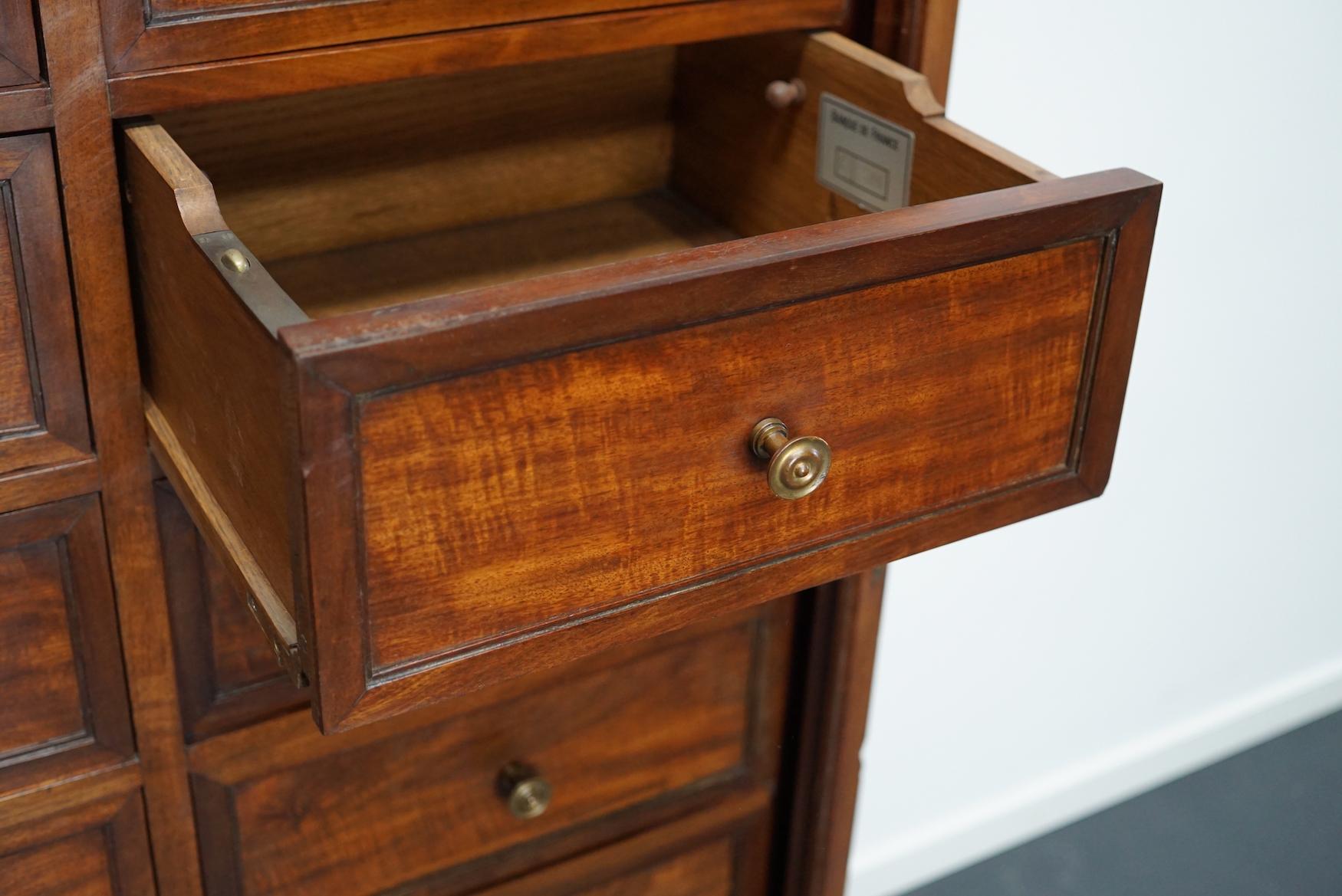 Early 20th Century Empire Style French Mahogany Apothecary Cabinet / Filing Cabinet, 1920s