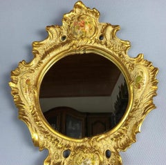 Empire Style French Mirror with Porcelain Gold Frame, 1950s