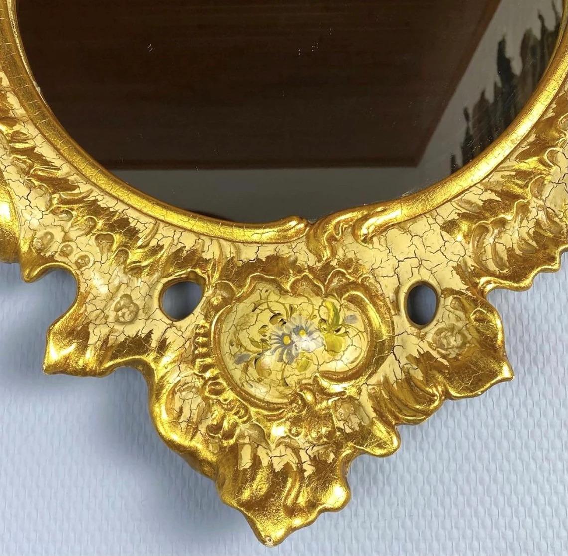 Empire Style French Mirror with Porcelain Gold Frame, 1950s In Good Condition For Sale In Bastogne, BE