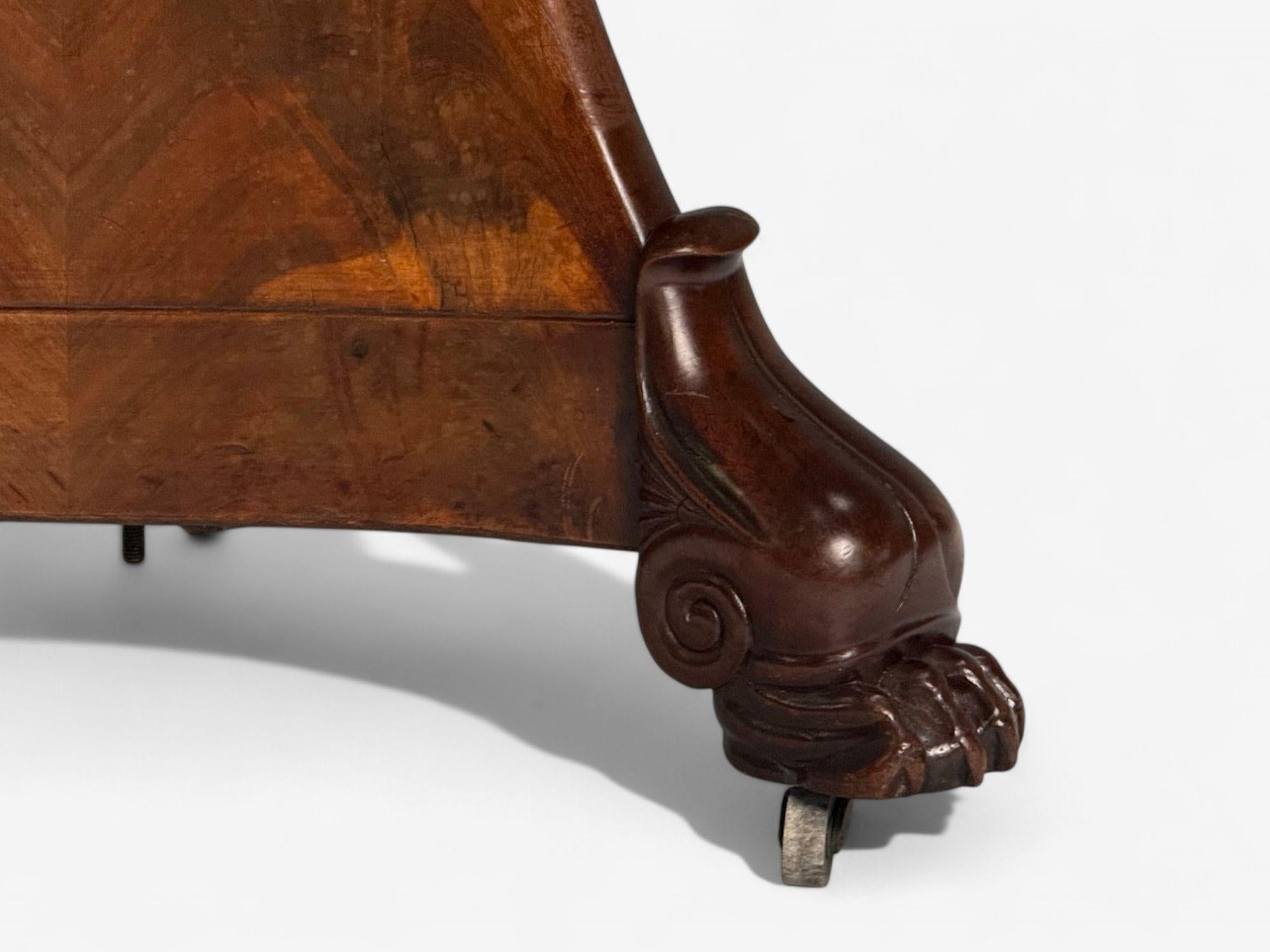 Charles X, French Empire Style, Flame Mahogany, Slate, Gueridon Table, 19th C. For Sale 1