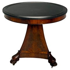 Charles X, French Empire Style, Flame Mahogany, Slate, Gueridon Table, 19th C.