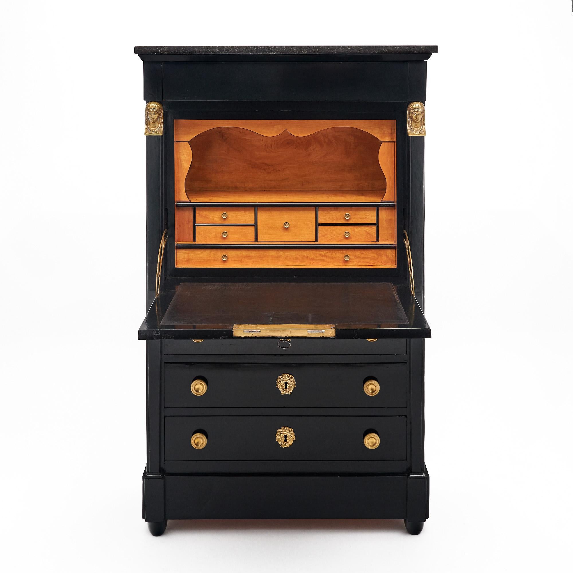 Ebonized Empire Style French Secretary “Retour d’Egypte” For Sale