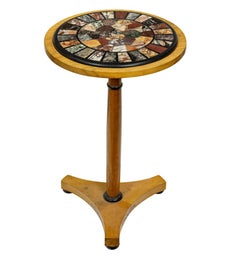 Empire Style Fruitwood Gueridon w/ Early Italian Pietra Dura Inlaid Specimen Top