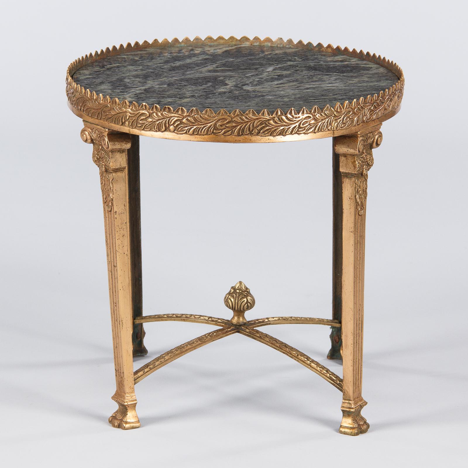 Empire Style Gilded Bronze and Marble-Top Side Table, 1950s 4