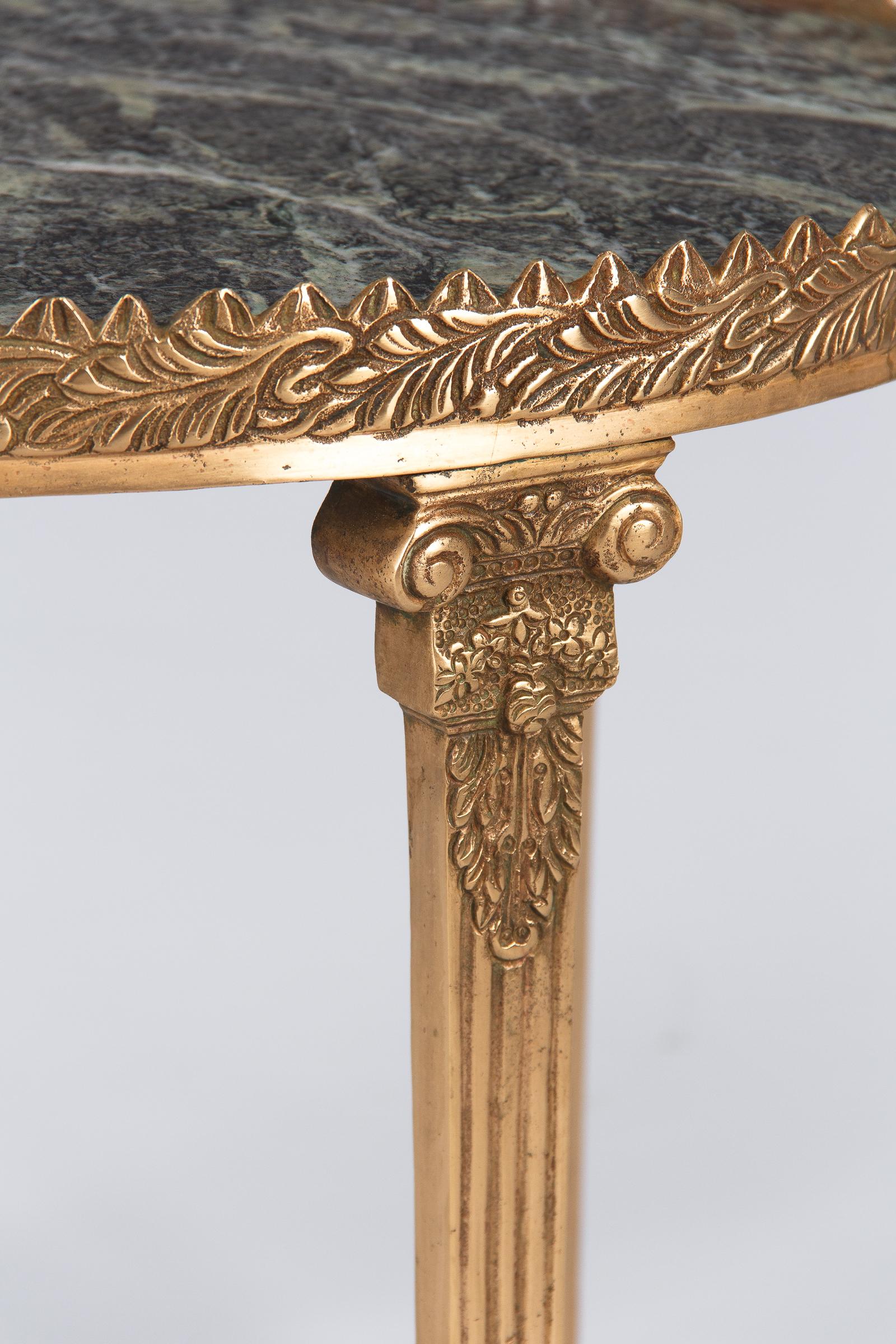 Empire Style Gilded Bronze and Marble-Top Side Table, 1950s 5