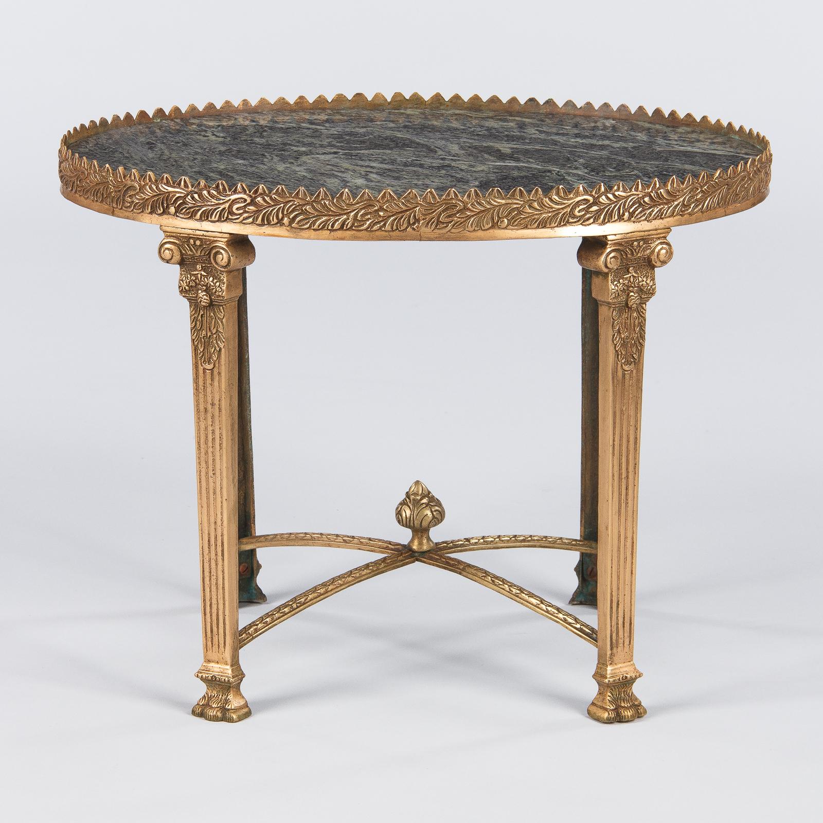 Empire Style Gilded Bronze and Marble-Top Side Table, 1950s 7
