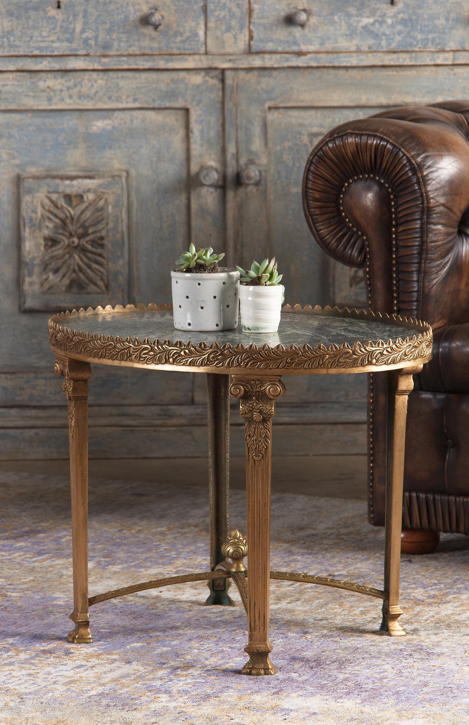 Empire Style Gilded Bronze and Marble-Top Side Table, 1950s 9
