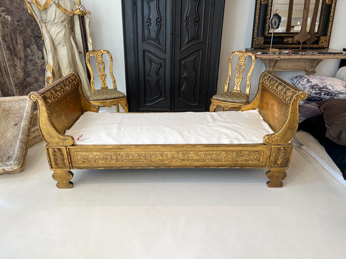 Empire Style Gilded Daybed, 19th Century In Fair Condition In New Orleans, LA