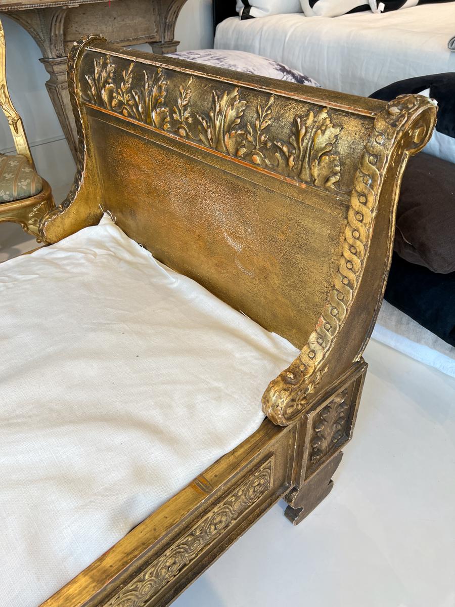 Fabric Empire Style Gilded Daybed, 19th Century