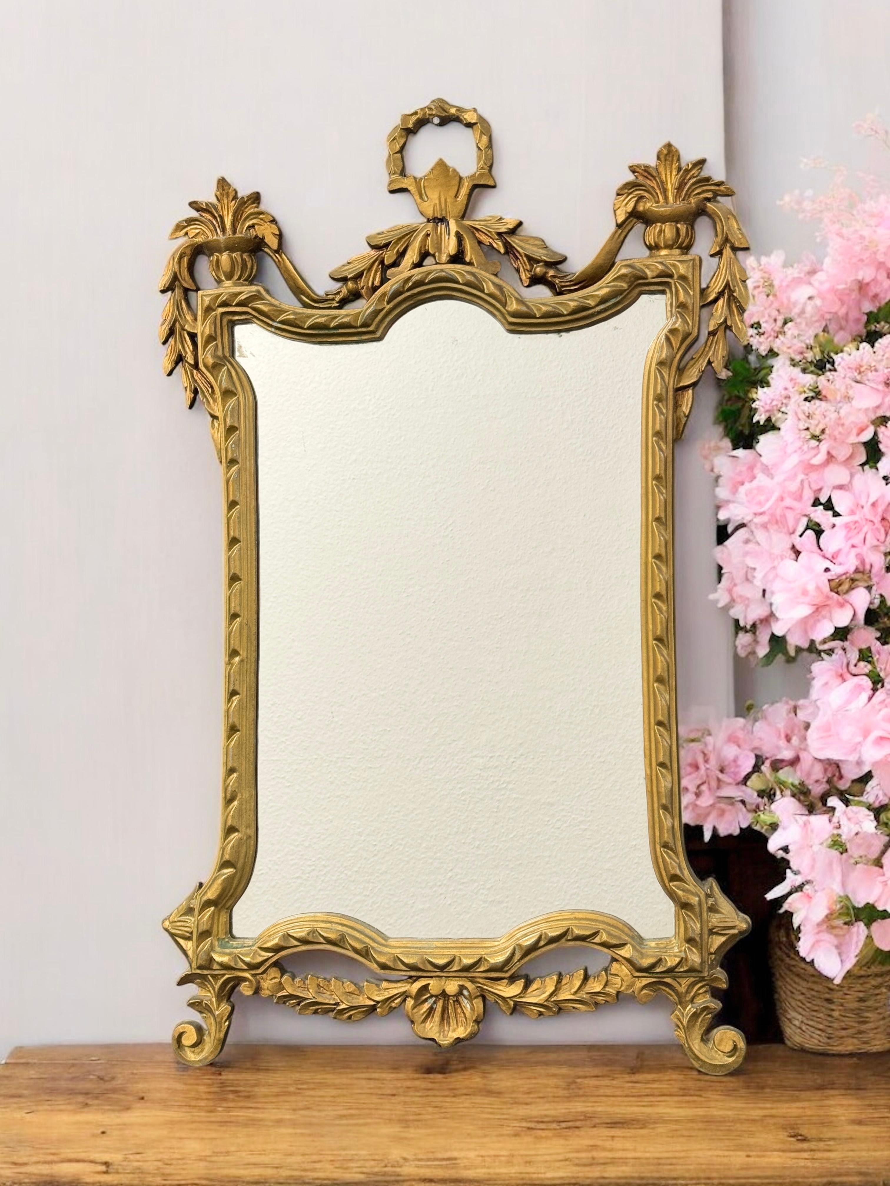 Empire Style Gilded Tole Toleware Mirror Vintage, Italy, 1950s en vente 3