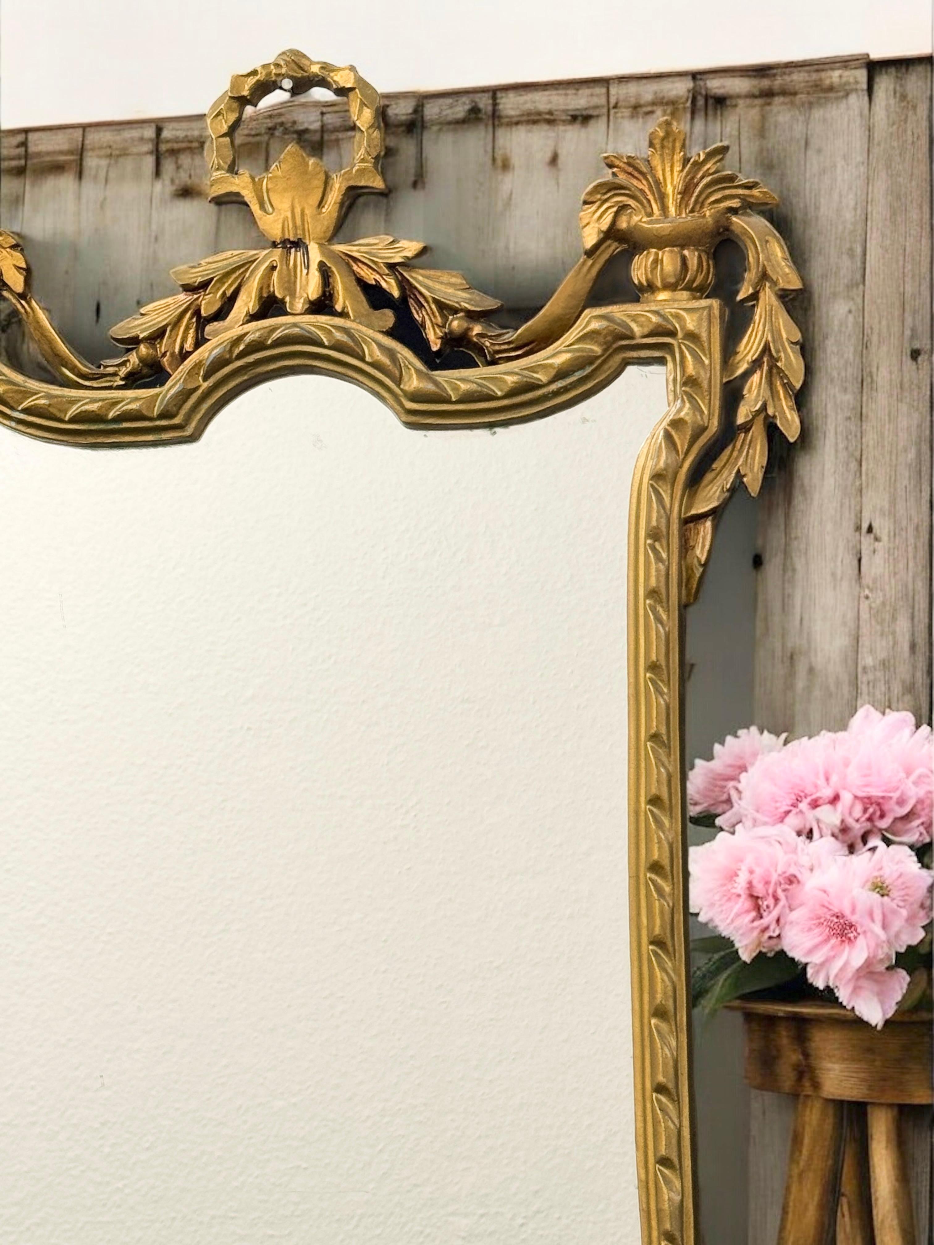 Empire Style Gilded Tole Toleware Mirror Vintage, Italy, 1950s en vente 6