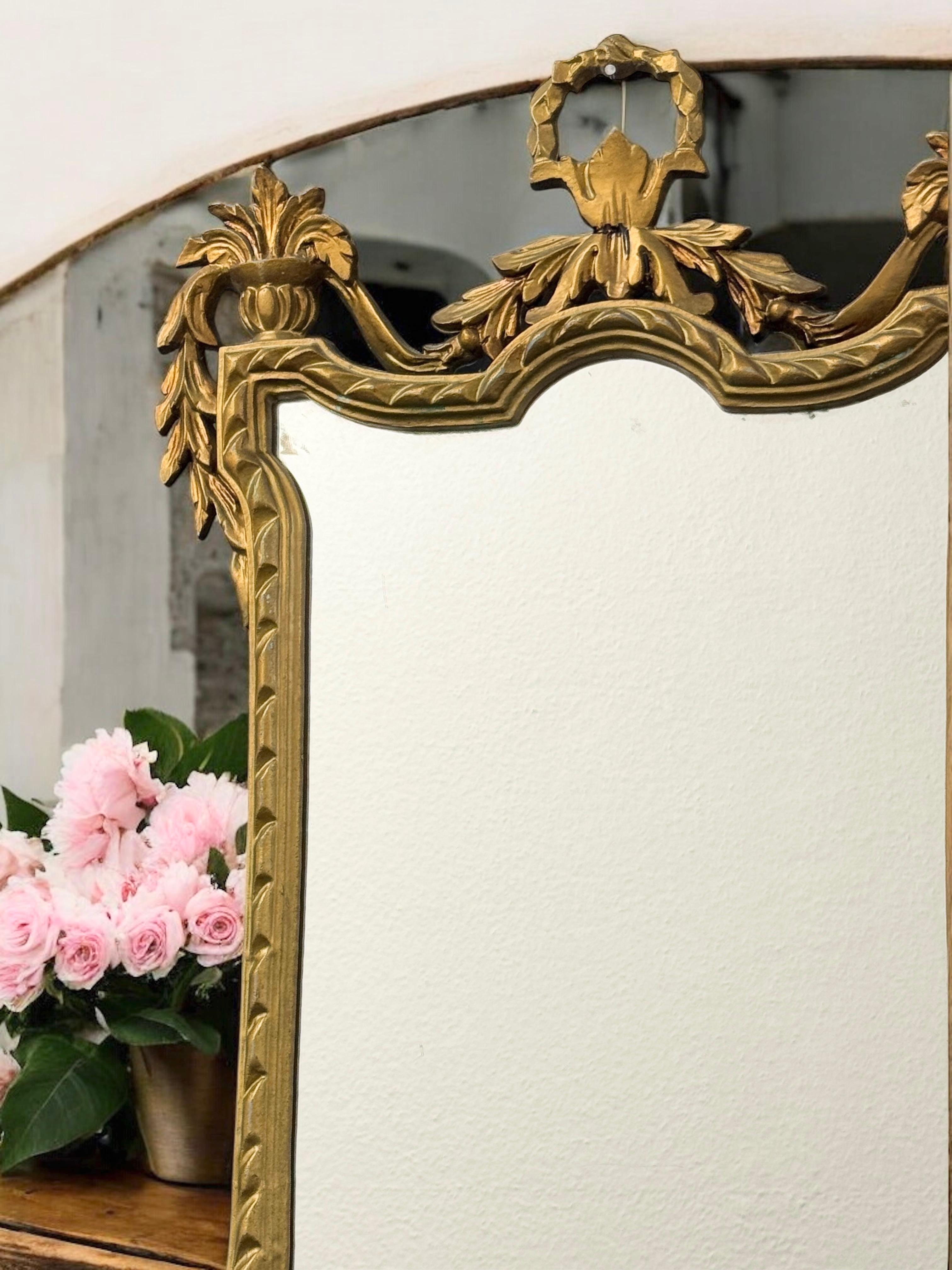 Empire Style Gilded Tole Toleware Mirror Vintage, Italy, 1950s en vente 7
