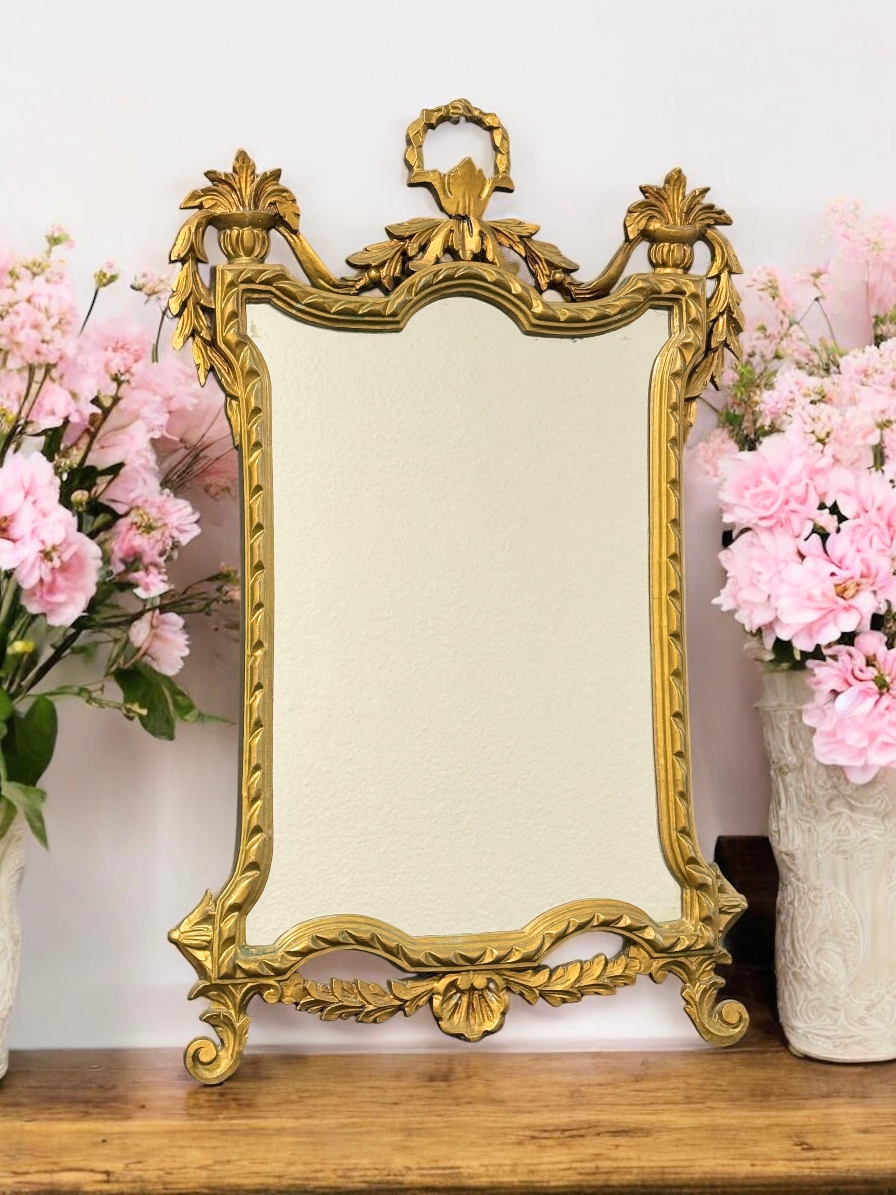 Empire Style Gilded Tole Toleware Mirror Vintage, Italy, 1950s en vente 8