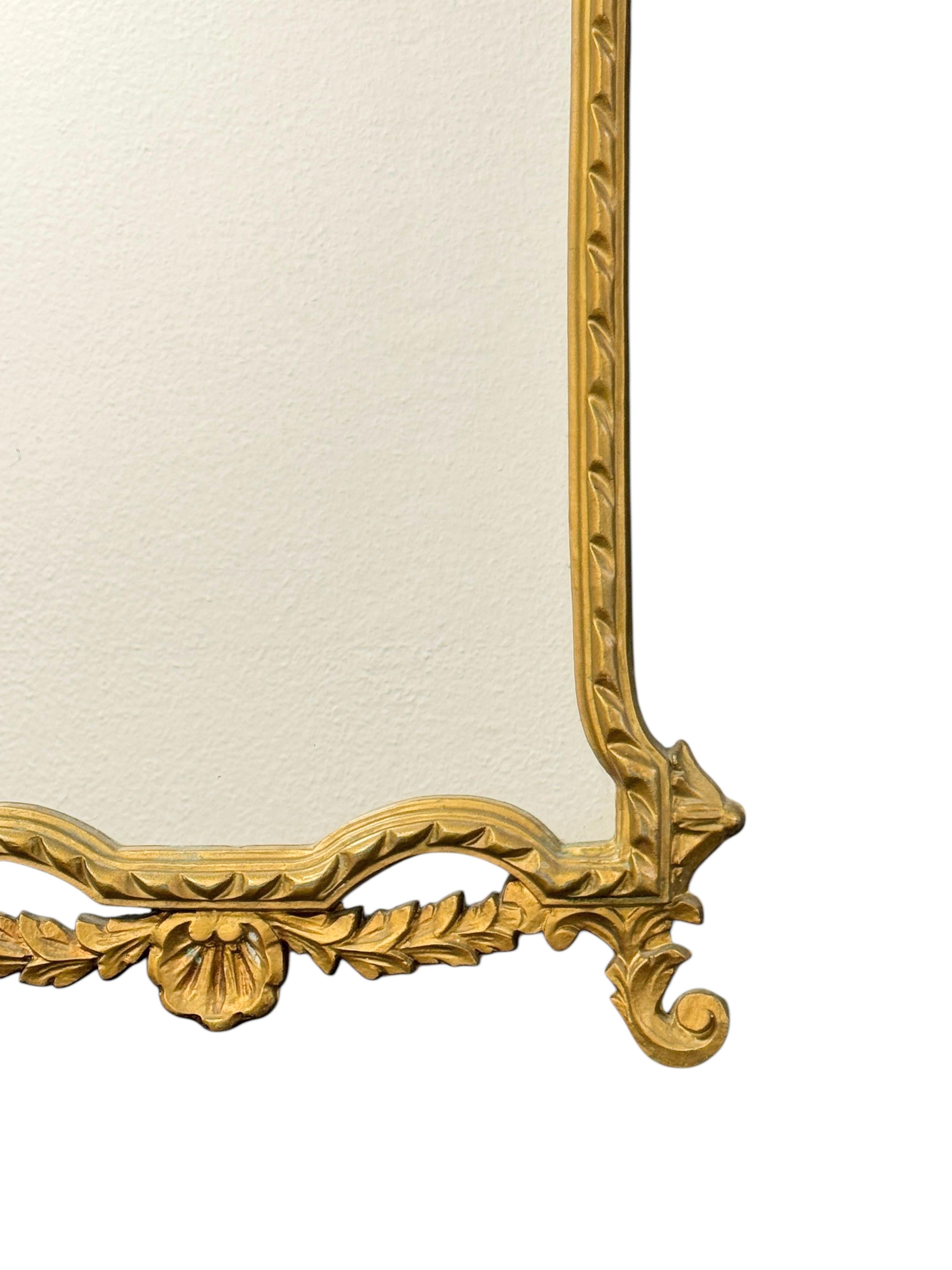 Doré Empire Style Gilded Tole Toleware Mirror Vintage, Italy, 1950s en vente