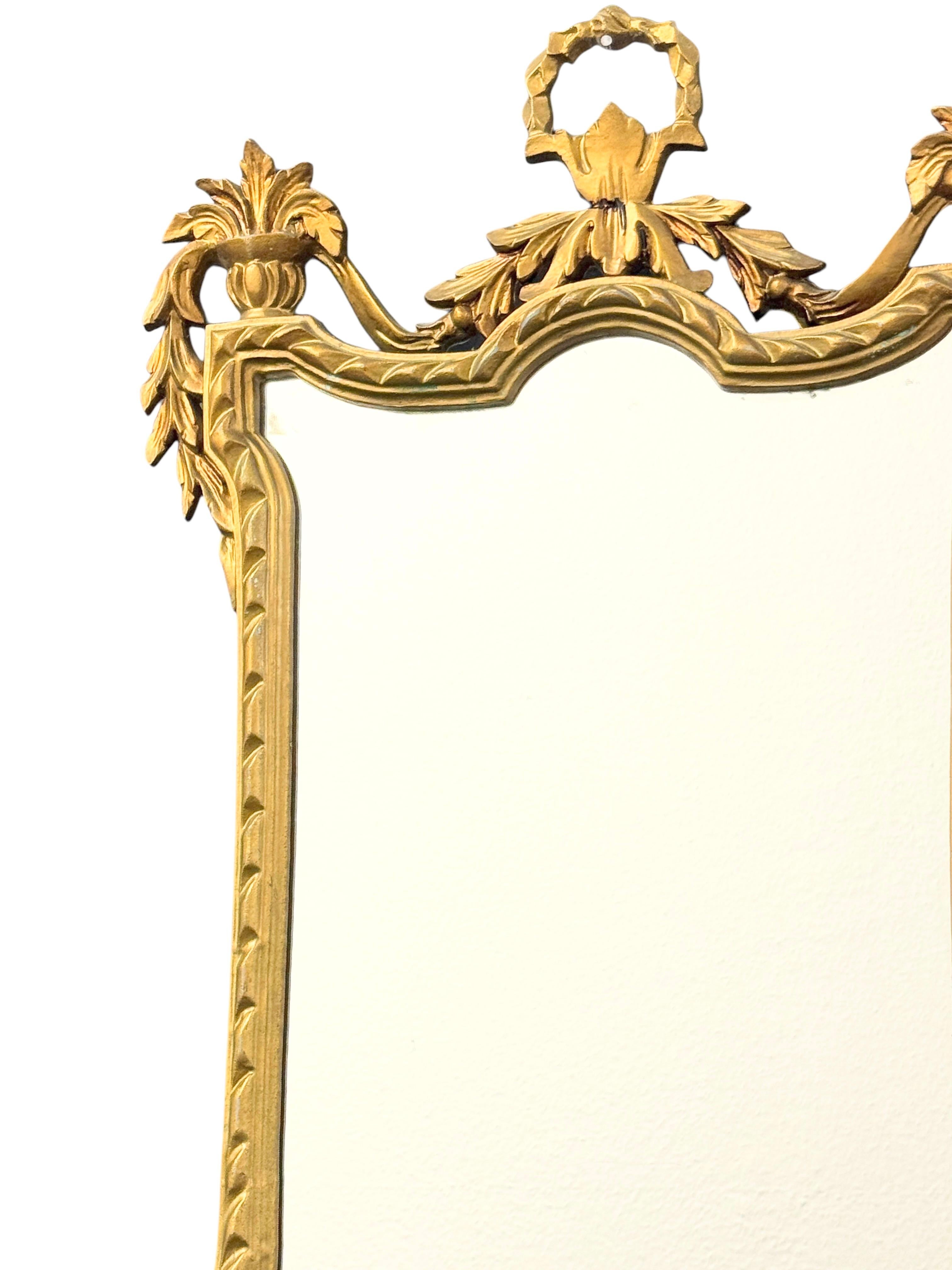 Milieu du XXe siècle Empire Style Gilded Tole Toleware Mirror Vintage, Italy, 1950s en vente