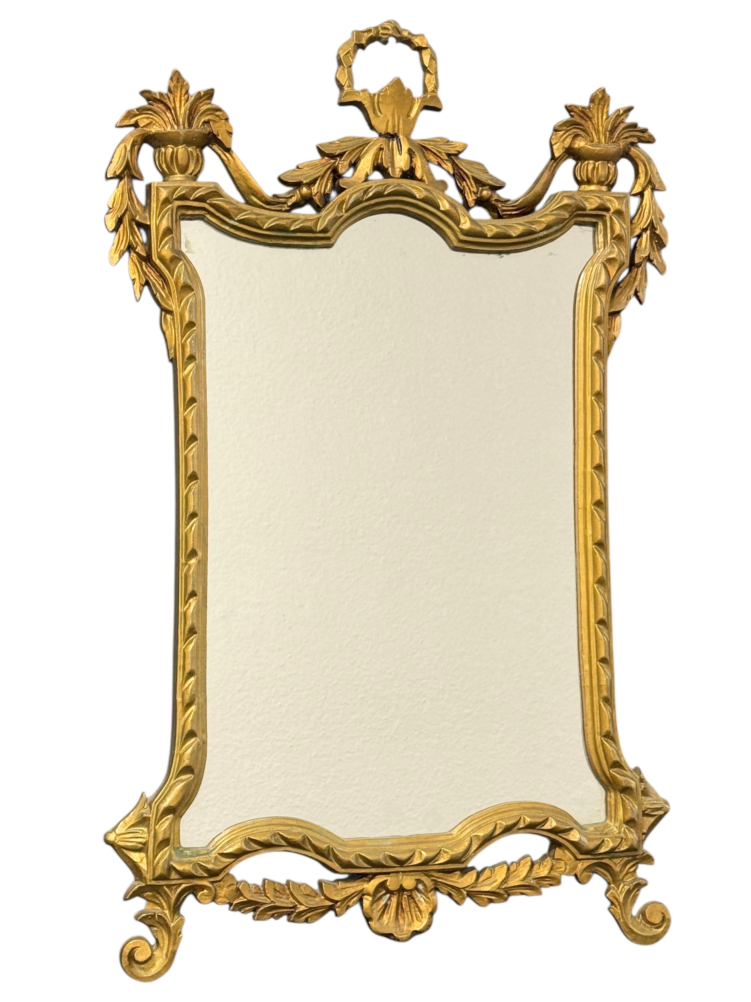 Miroir Empire Style Gilded Tole Toleware Mirror Vintage, Italy, 1950s en vente