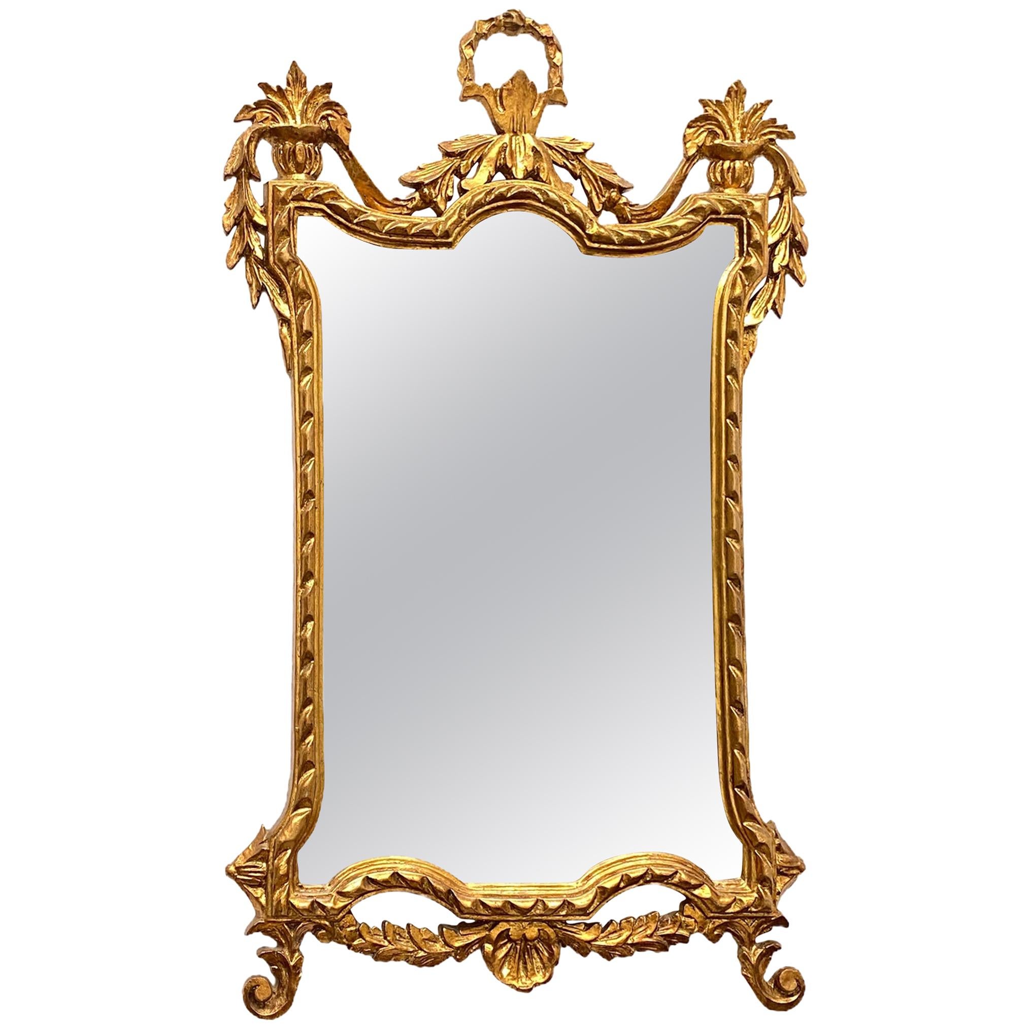 Empire Style Gilded Tole Toleware Mirror Vintage, Italy, 1950s