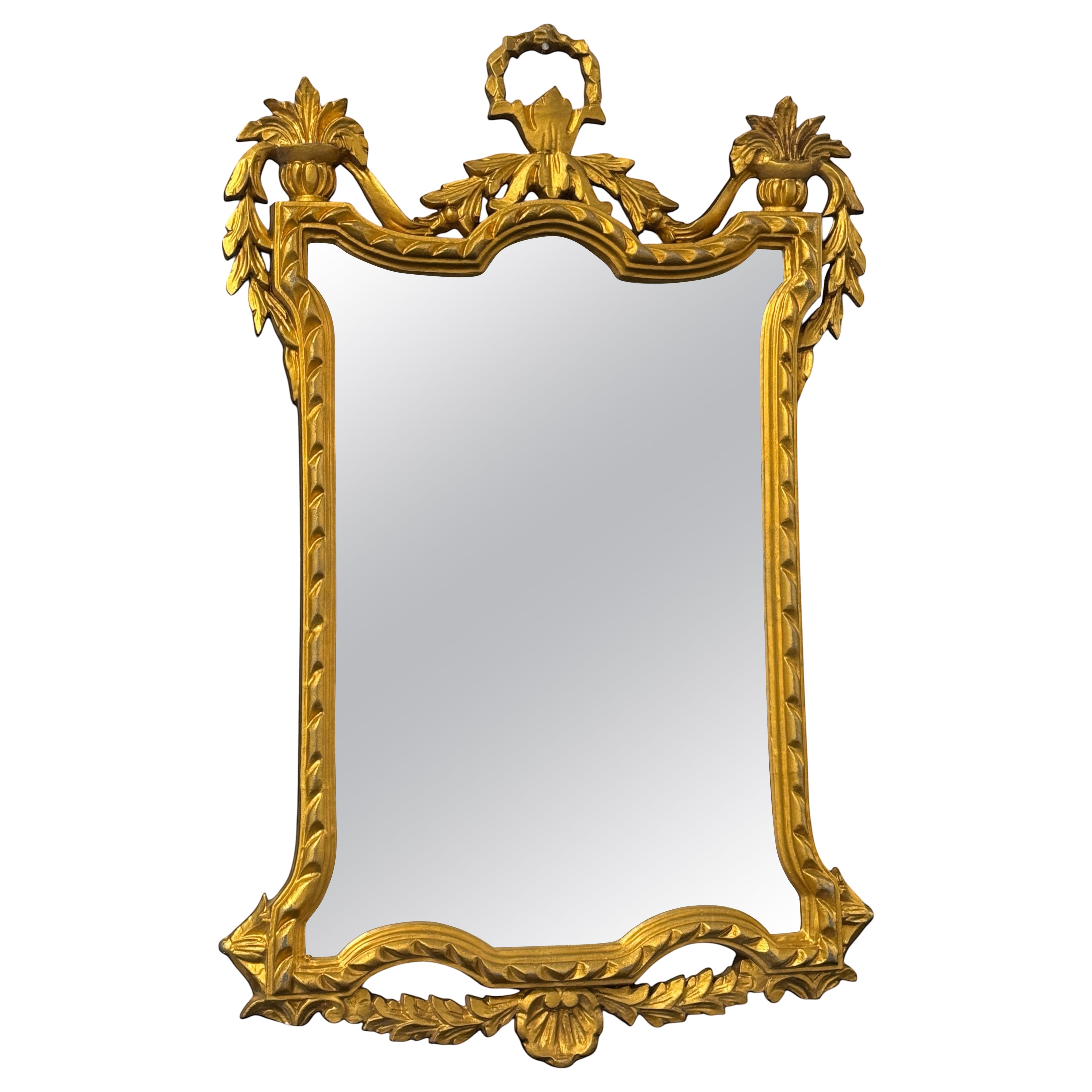 Empire Style Gilded Tole Toleware Mirror Vintage, Italy, 1950s