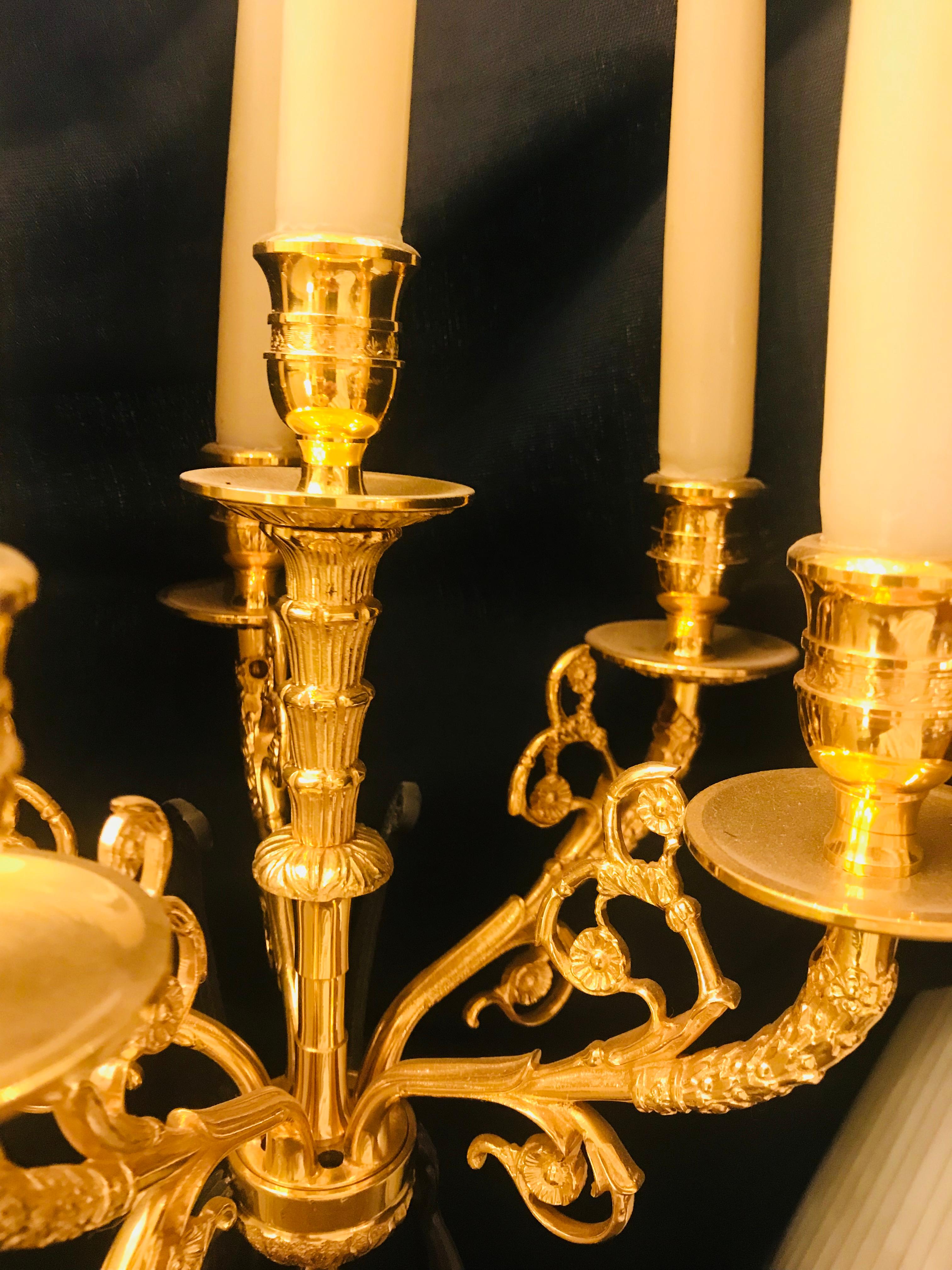 French Empire Style Gilt Bronze and Marble Candelabra By Gherardo Degli Albizzi In New Condition For Sale In Florence, Tuscany