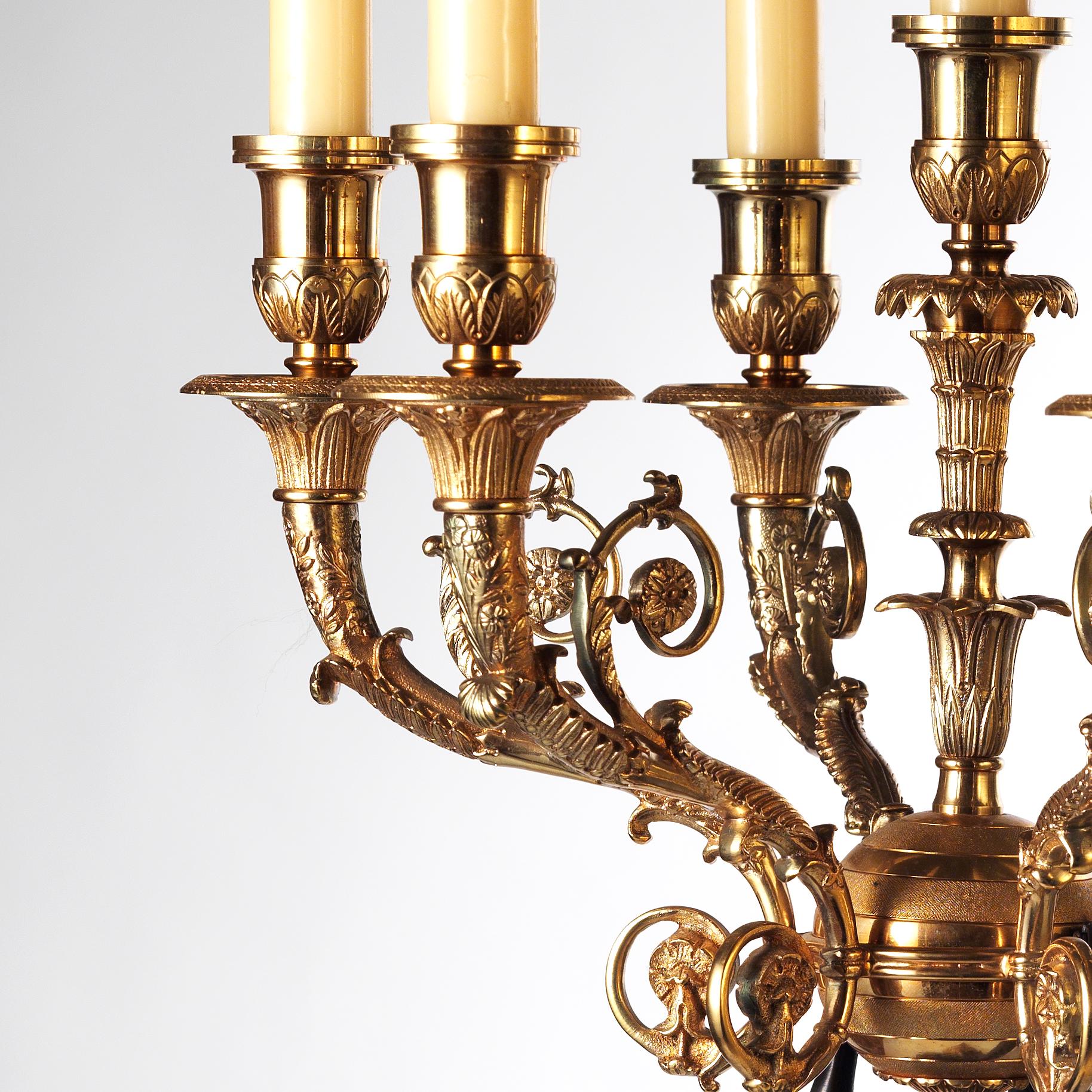 Empire Style Gilt and Burnished Bronze Candelabra By Gherardo Degli Albizzi In New Condition For Sale In Florence, Tuscany