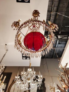 Empire-Stil Kronleuchter aus vergoldetem Messing und Glas