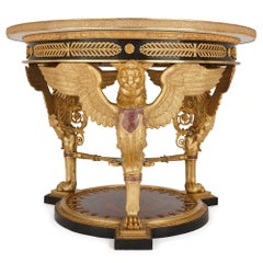 Empire Style Gilt Bronze and Gemstone Circular Table