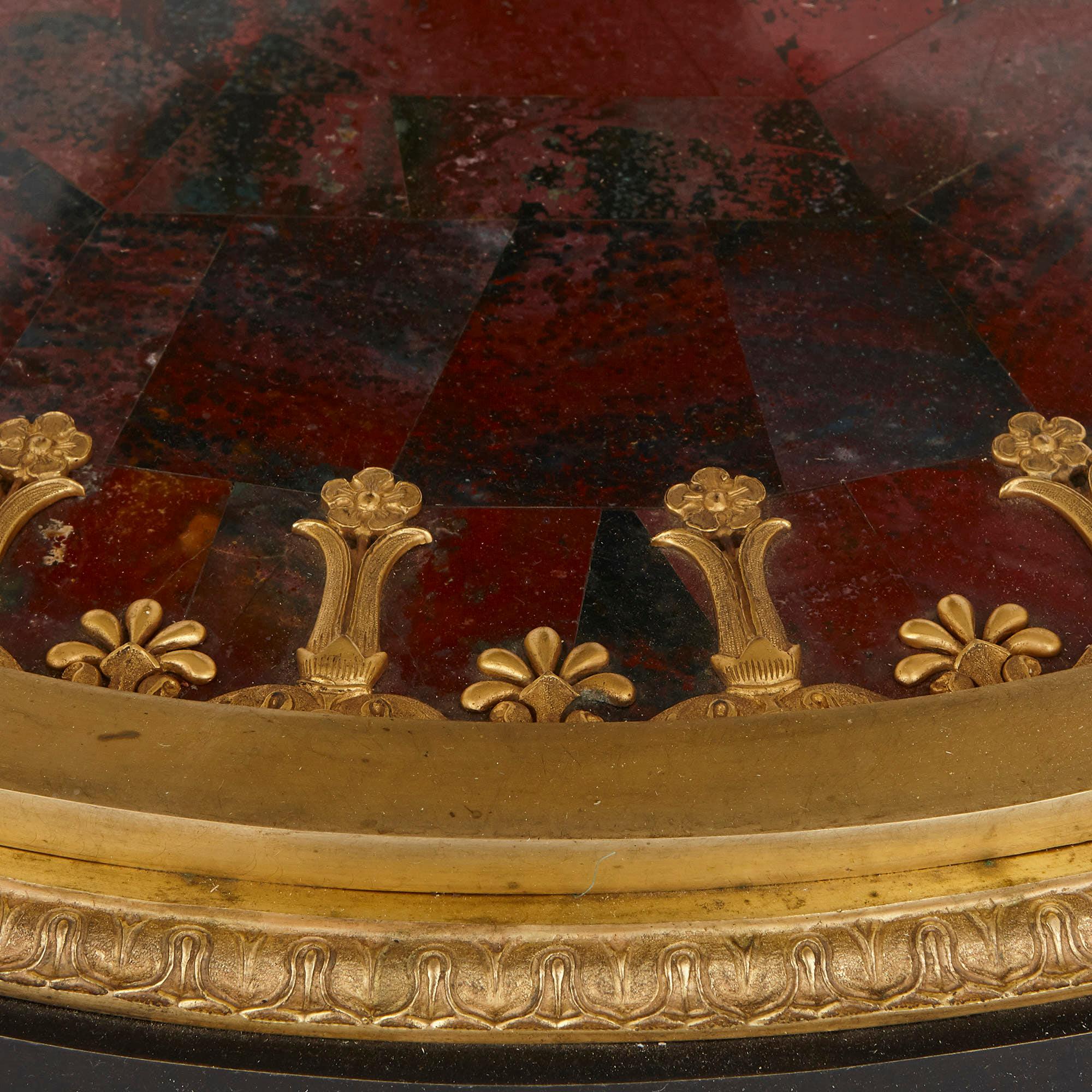 Empire Style Gilt Bronze and Gemstone Circular Table 1