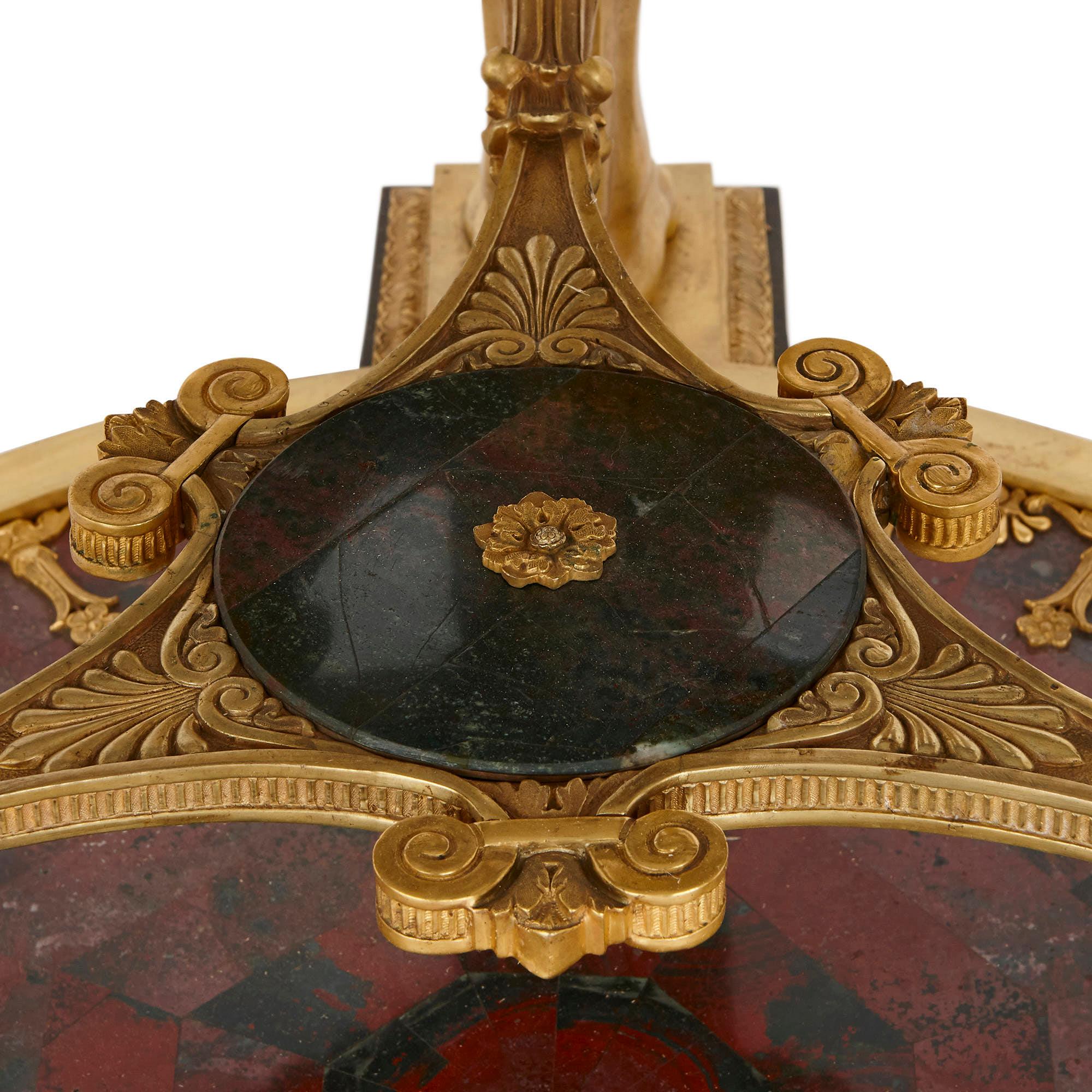 Empire Style Gilt Bronze and Gemstone Circular Table 2