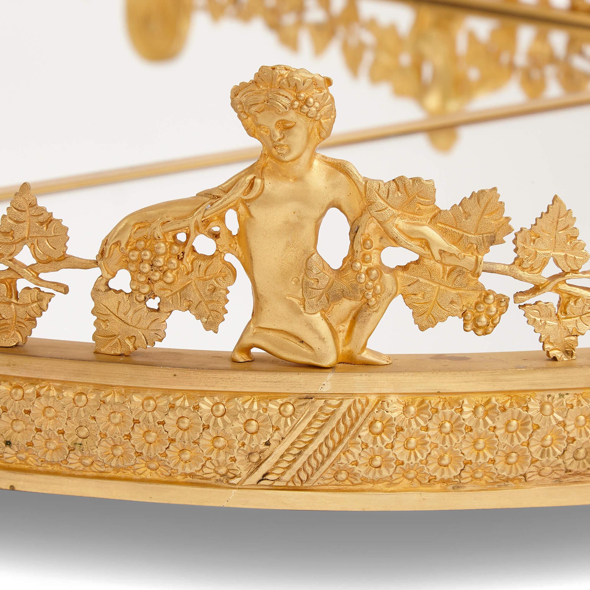 Neoclassical Empire Style Gilt Bronze and Mirror Surtout de Table Centrepiece  For Sale