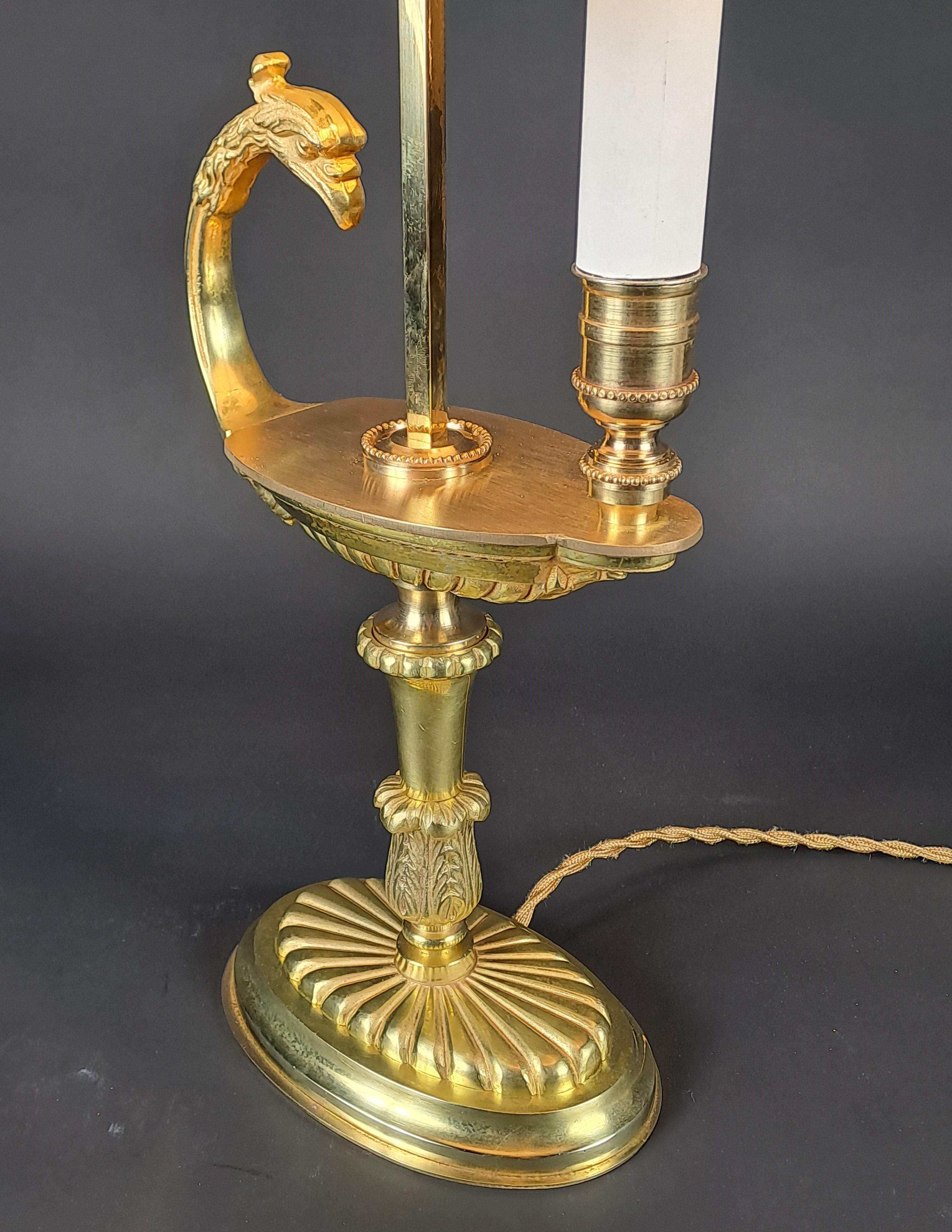 French Empire Style Gilt Bronze Bouillotte Lamp