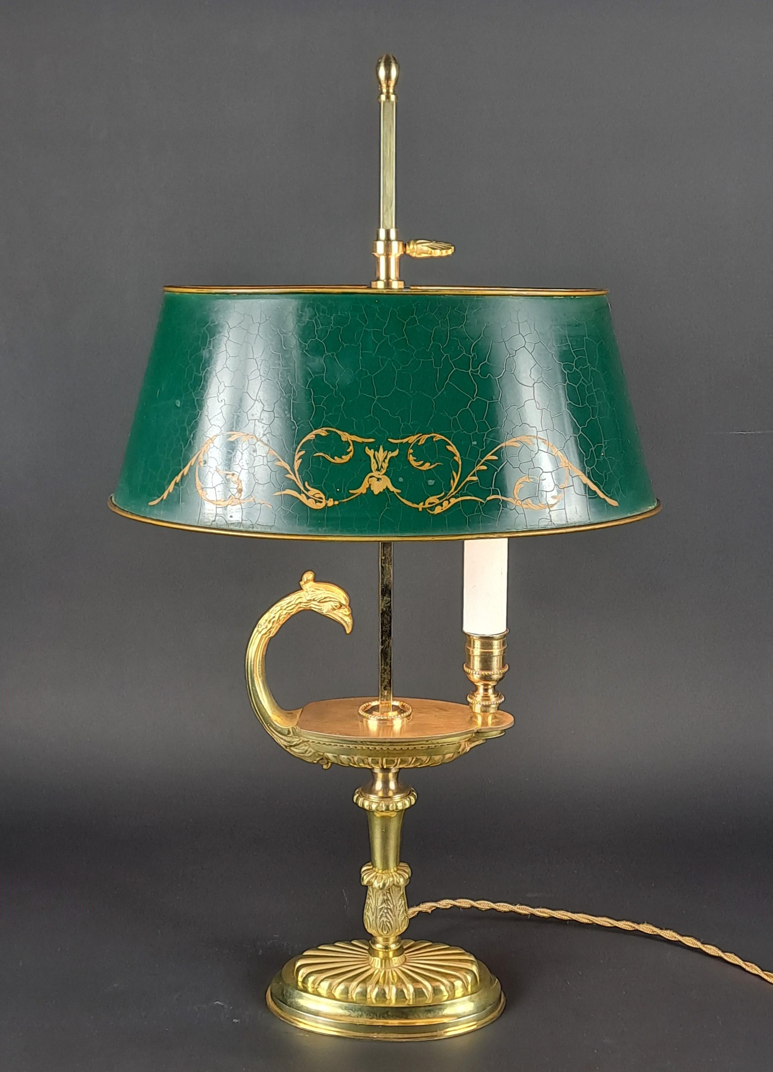 20th Century Empire Style Gilt Bronze Bouillotte Lamp
