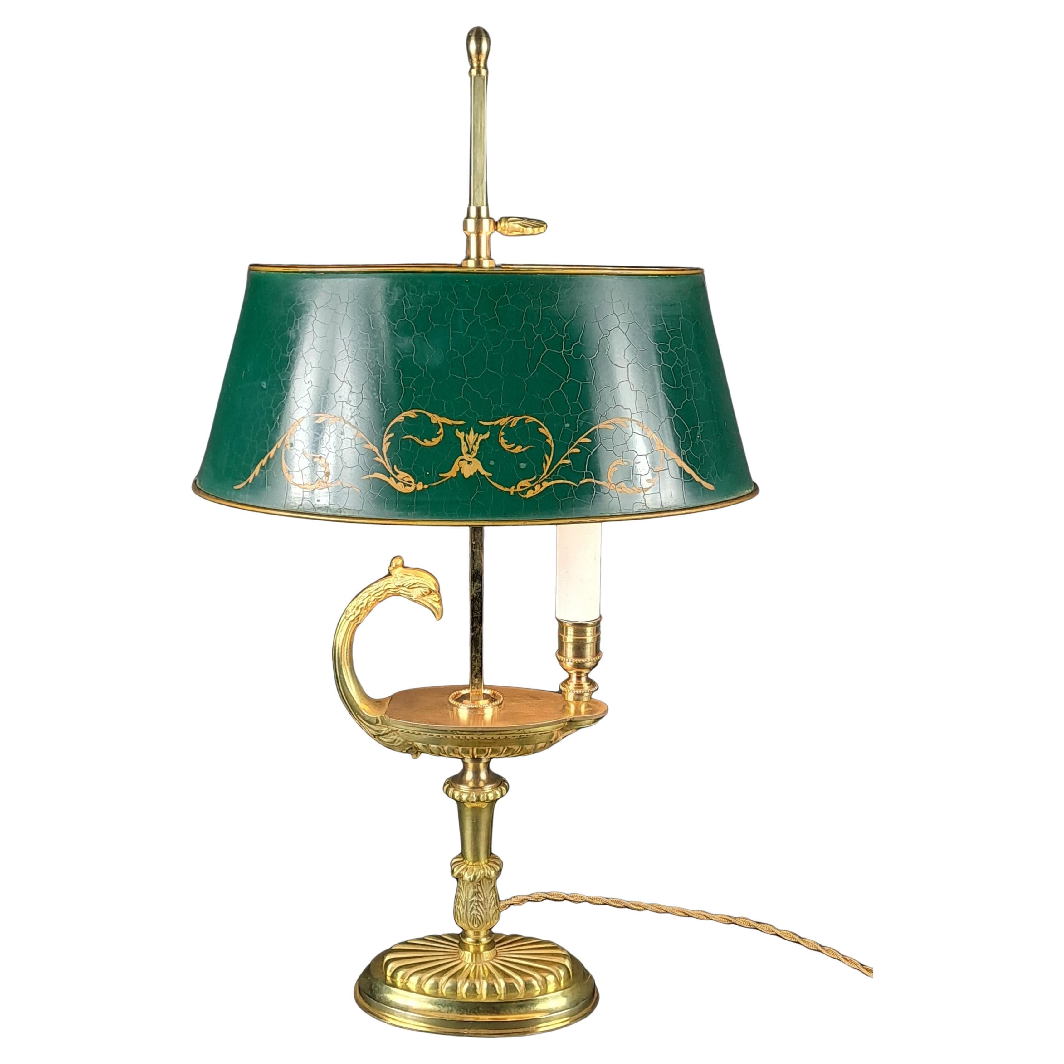Bouillotte-Lampe im Empire-Stil aus vergoldeter Bronze