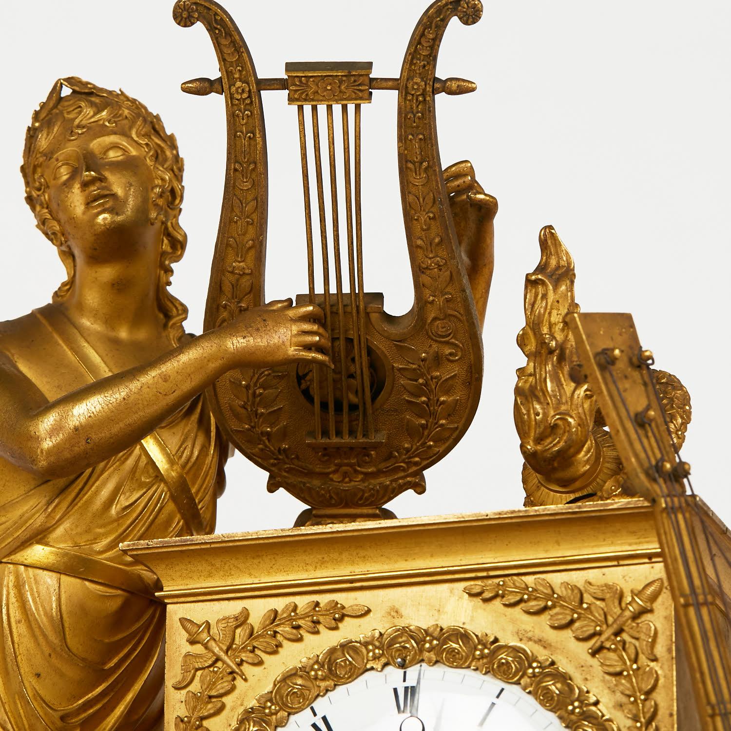 Empire Style Gilt Bronze Clock from the 19th Century. For Sale 1