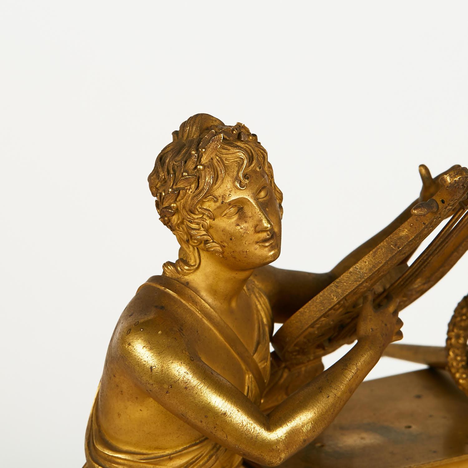 Empire Style Gilt Bronze Clock from the 19th Century. For Sale 2