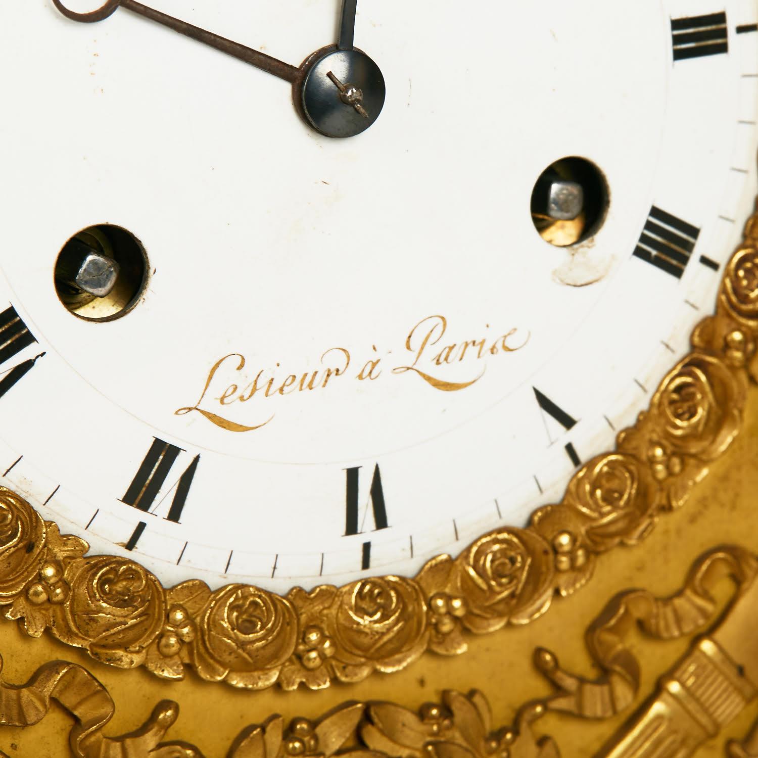 Empire Style Gilt Bronze Clock from the 19th Century. For Sale 4