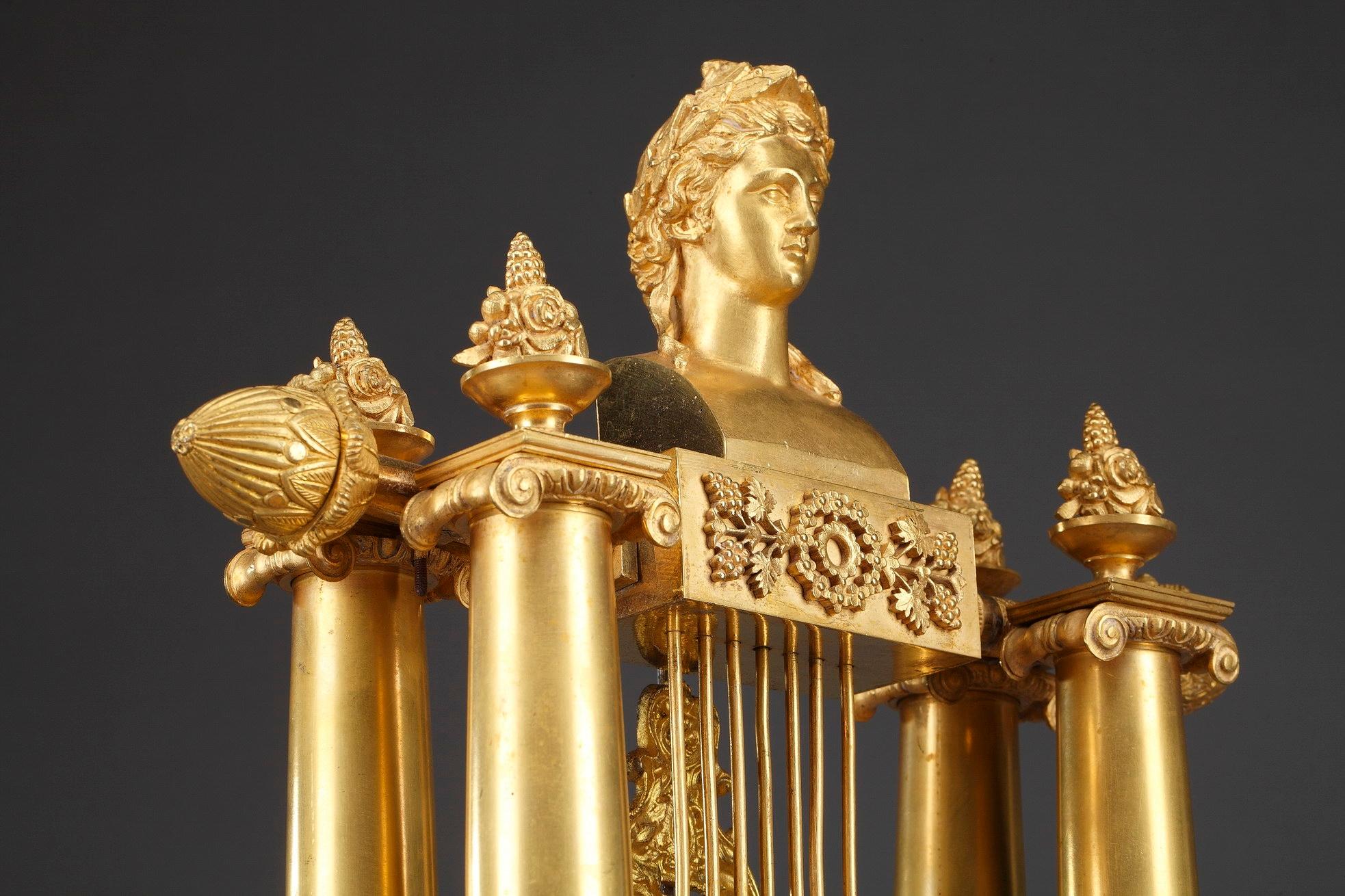 Empire-Style Gilt Bronze Lyre Clock 9