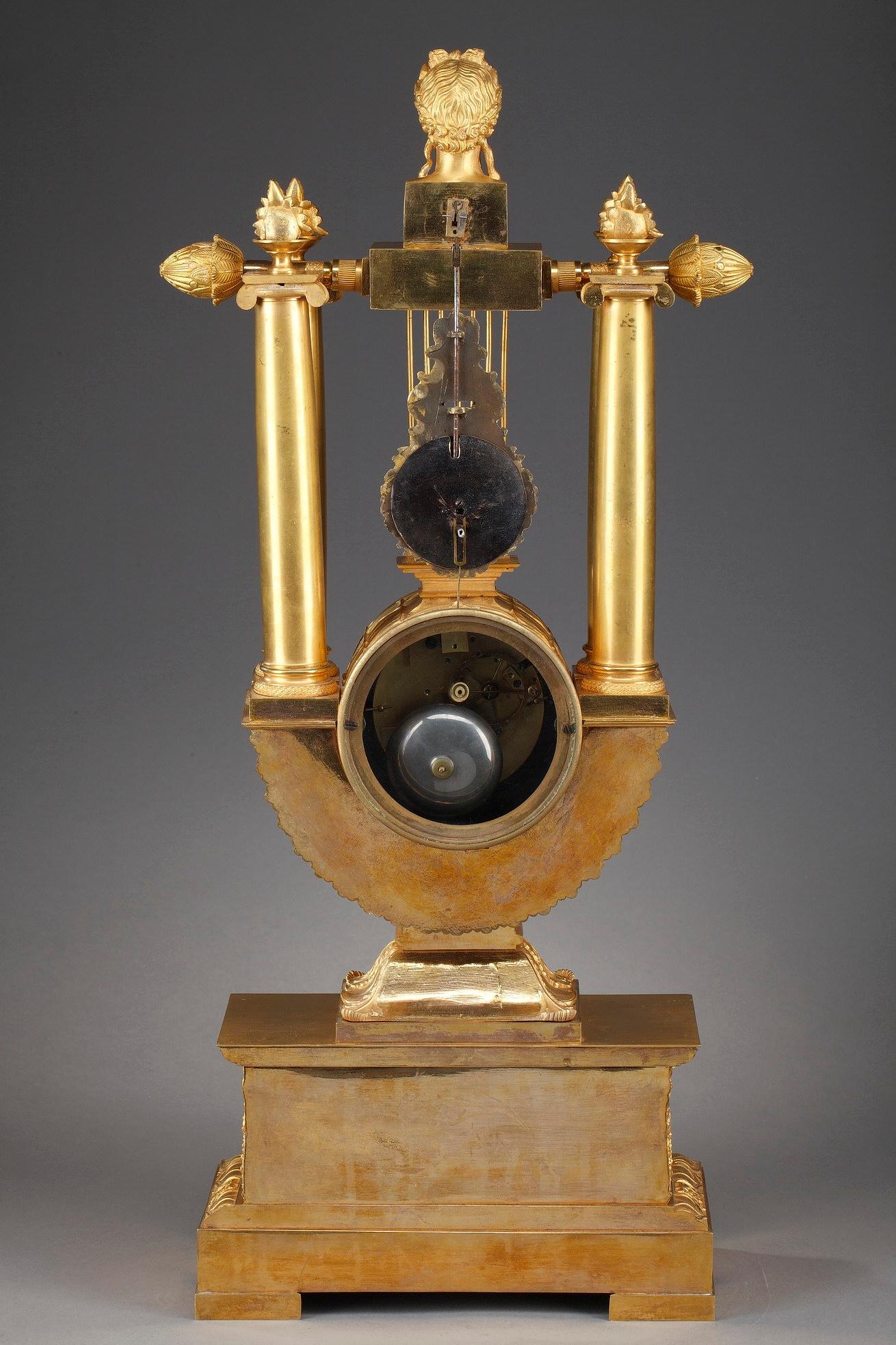 Empire-Style Gilt Bronze Lyre Clock 13