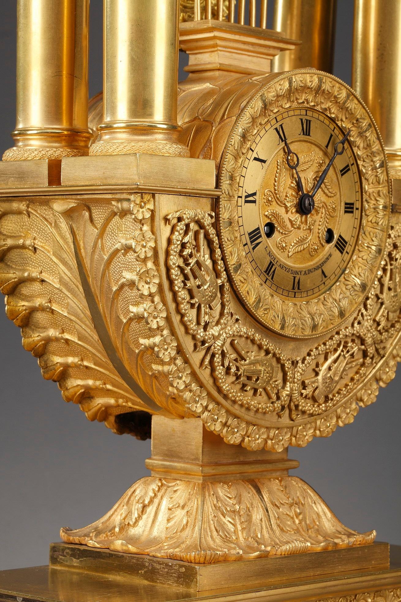 Empire-Style Gilt Bronze Lyre Clock 1