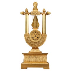 Empire-Style Gilt Bronze Lyre Clock