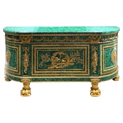Empire Style Gilt Bronze Mounted Malachite Commode