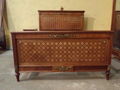Empire Style Gilt Bronze Mounted Parquetry Bed Set, circa 1900